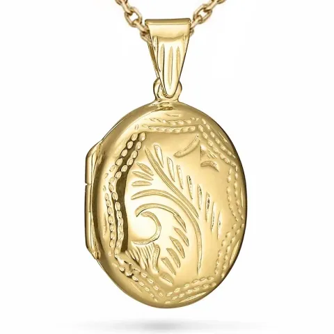 blommor halsband i förgyllt silver med medaljong i förgyllt silver