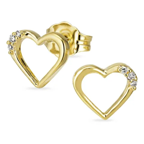 hjärta diamant örhängestift i 8 karat guld med diamant och diamant