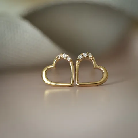 hjärta diamant örhängestift i 8 karat guld med diamant och diamant