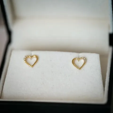 hjärta diamant örhängestift i 8 karat guld med diamant och diamant