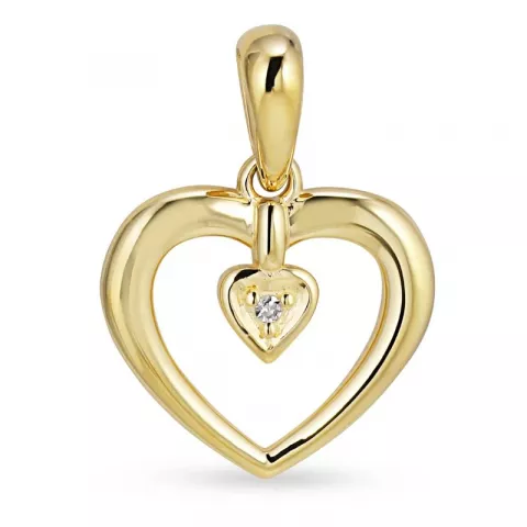 hjärta diamant hängen i 8 carat guld 0,005 ct