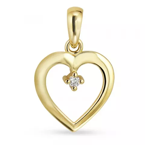 hjärta diamant hängen i 8 carat guld 0,02 ct