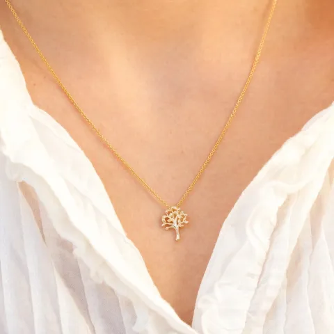 livets träd diamant hängen i 8 carat guld 0,0025 ct