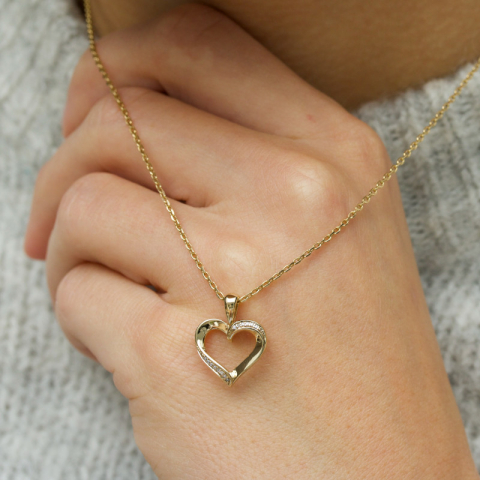 hjärta diamant hängen i 8 carat guld 0,0015 ct