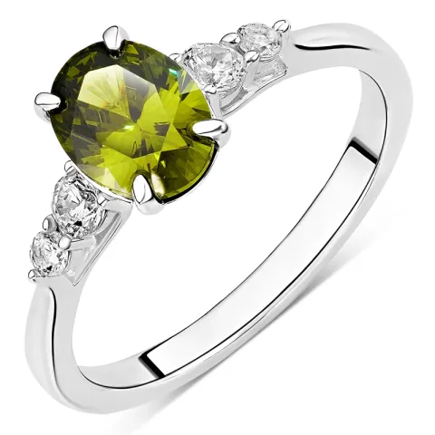 grön zirkon ring i silver