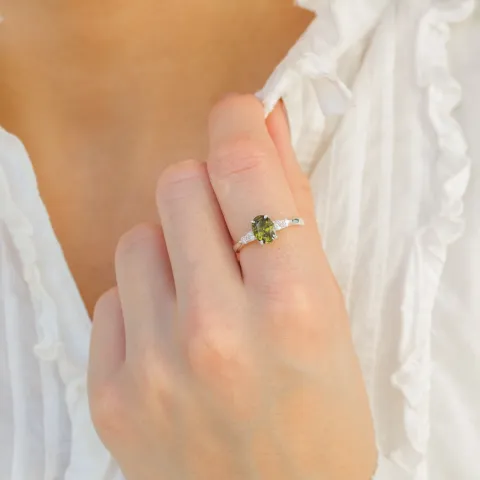 grön zirkon ring i silver