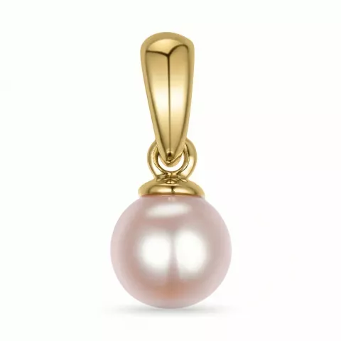 5 mm rosa pärla hängen i 14 karat guld