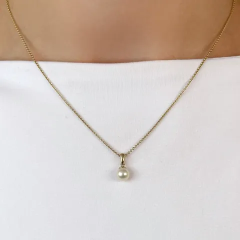 6 mm silver vit pärla hängen i 14 karat guld