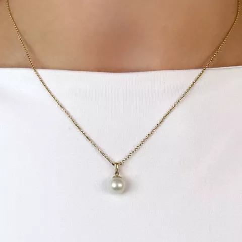 7 mm silver vit pärla hängen i 14 karat guld