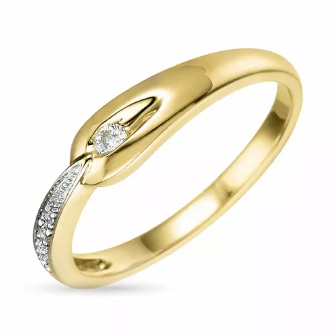 äkta  abstrakt diamant ring i 9 karat guld- och vitguld 0,05 ct
