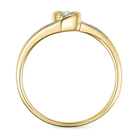 abstrakt diamantring i 9 karat guld- och vitguld 0,05 ct