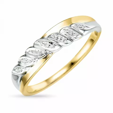 abstrakt diamant ring i 9 karat guld- och vitguld 0,01 ct