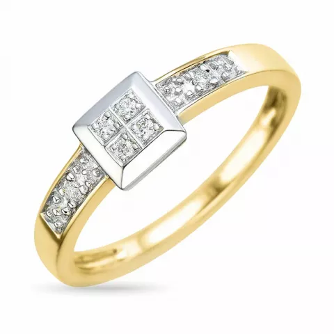 fyrkantigt diamant ring i 9 karat guld- och vitguld 0,04 ct