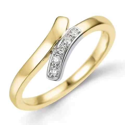 abstrakt diamant ring i 9 karat guld- och vitguld 0,05 ct