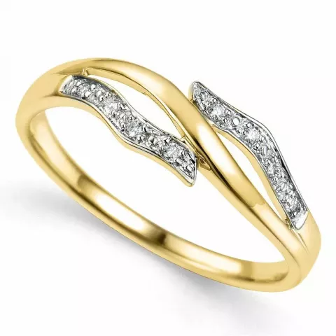 abstrakt diamant ring i 9 karat guld- och vitguld 0,04 ct
