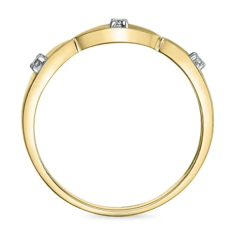 abstrakt diamant ring i 9 karat guld- och vitguld 0,02 ct