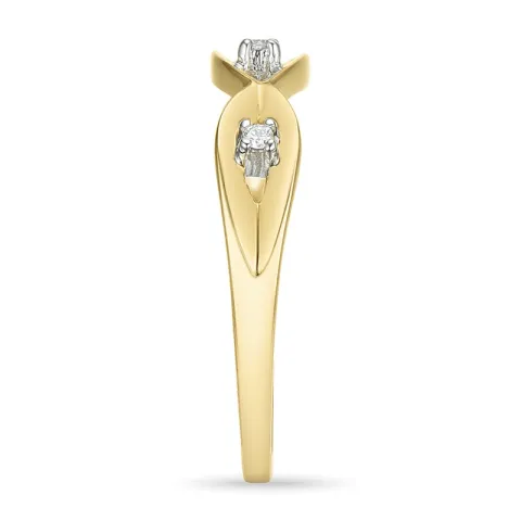 abstrakt diamant ring i 9 karat guld- och vitguld 0,02 ct