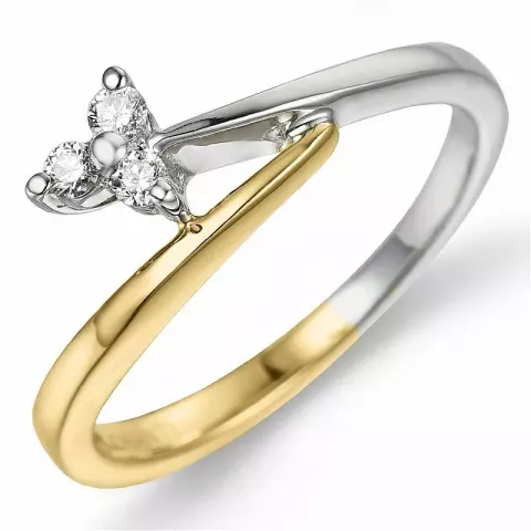 Blommor diamant ring i 9 karat guld- och vitguld 0,08 ct