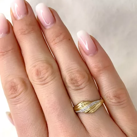 Enkel abstrakt diamant ring i 9 karat guld- och vitguld 0,02 ct
