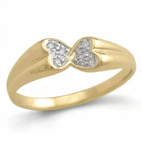 hjärta diamant ring i 9 karat guld- och vitguld 0,04 ct