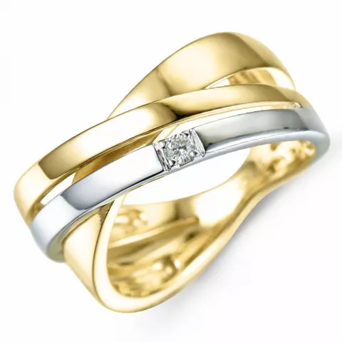 Kollektionsprov diamant guld ring i 9 karat guld- och vitguld 0,03 ct