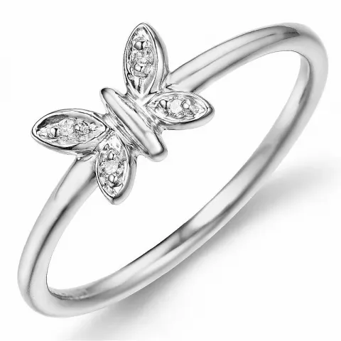 fjärilar diamant ring i 9 karat vitguld 0,02 ct