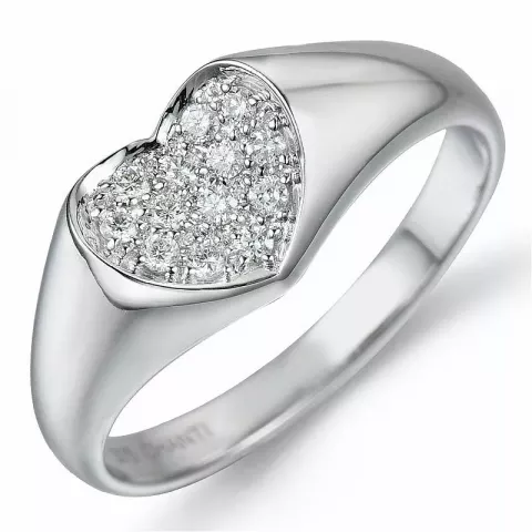 Hjärta diamant ring i 9 karat vitguld 0,16 ct