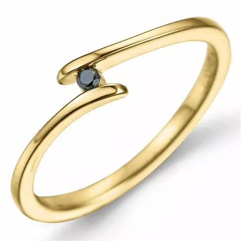 svart diamant ring i 9 karat guld 0,02 ct