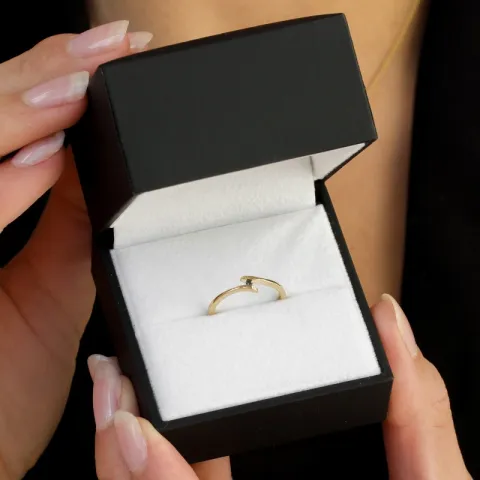 svart diamant ring i 9 karat guld 0,02 ct