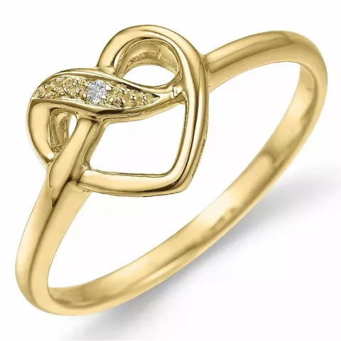 hjärta diamant ring i 9 karat guld 0,008 ct