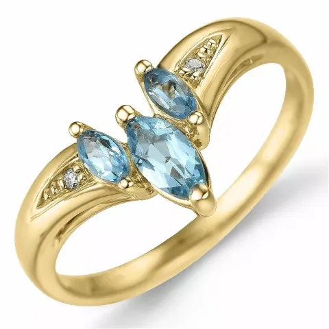 V topas diamantring i 9 karat guld 0,01 ct 0,50 ct