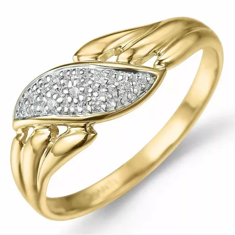 Abstrakt diamant ring i 9 karat guld- och vitguld 0,04 ct