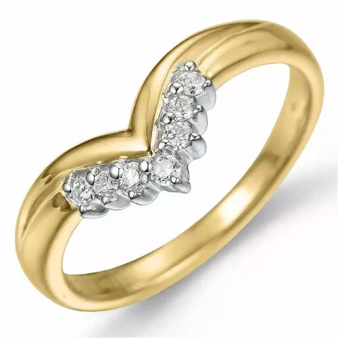 V diamant ring i 9 karat guld- och vitguld 0,09 ct