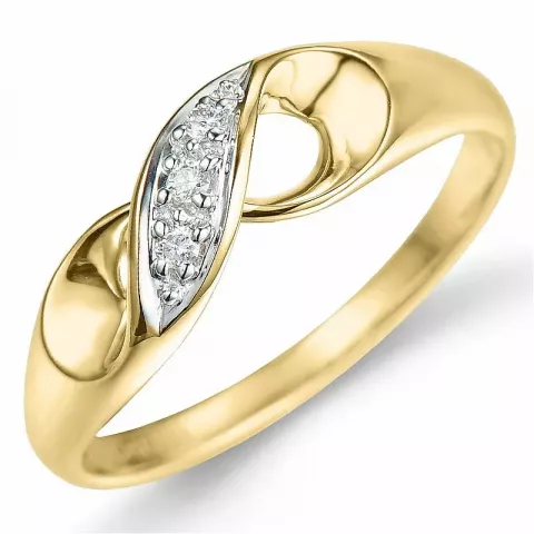 diamant ring i 9 karat guld- och vitguld 0,03 ct