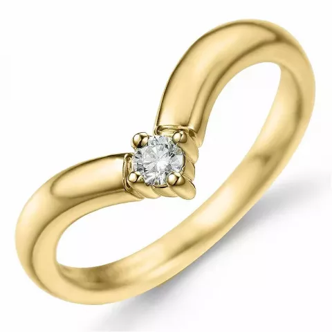 V diamant ring i 9 karat guld 0,08 ct