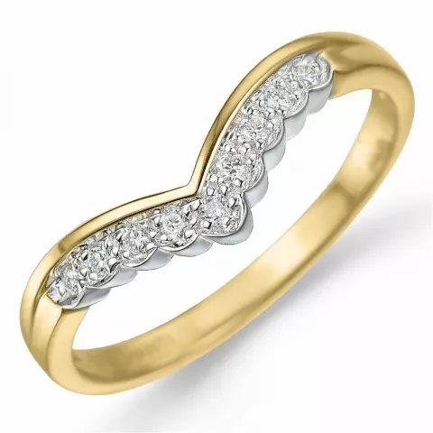 V diamant ring i 9 karat guld- och vitguld 0,09 ct