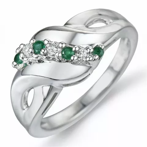 abstrakt smaragd diamantring i 9 karat vitguld 0,06 ct 0,08 ct