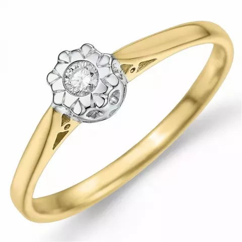 Diamant ring i 9 karat guld- och vitguld 0,05 ct