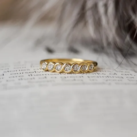 diamant ring i 9 karat guld med rhodium 0,04 ct
