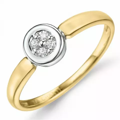Diamant ring i 9 karat guld- och vitguld 0,06 ct