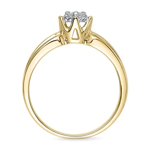 blommor diamant ring i 9 karat guld- och vitguld 0,08 ct