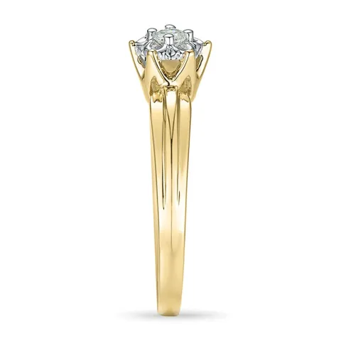 blommor diamant ring i 9 karat guld- och vitguld 0,08 ct