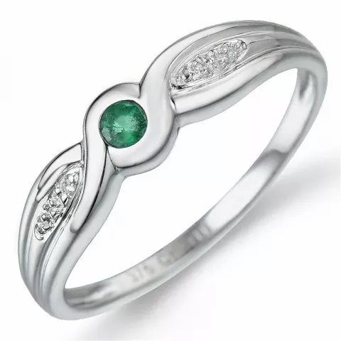 smaragd ring i 9 karat vitguld 0,01 ct 0,09 ct