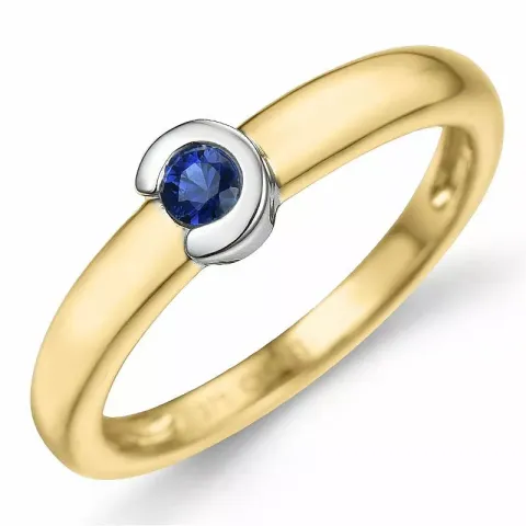 rund safir ring i 9 karat guld- och vitguld 0,14 ct