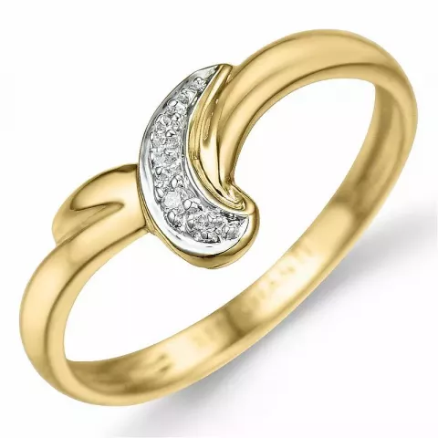 abstrakt diamant ring i 9 karat guld- och vitguld 0,005 ct