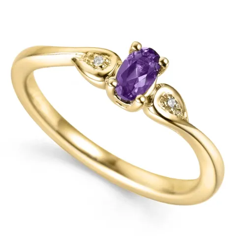 ametist diamantring i 9 karat guld 0,008 ct 0,25 ct