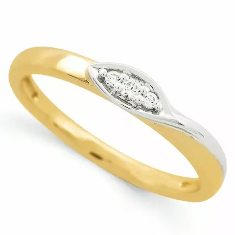 abstrakt diamant ring i 9 karat guld- och vitguld 0,04 ct