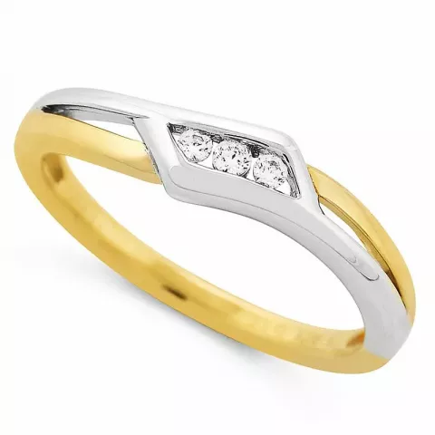 abstrakt diamant ring i 9 karat guld- och vitguld 0,06 ct