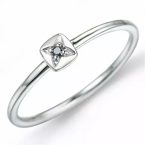 Sort diamant ring i 9 karat vitguld 0,01 ct