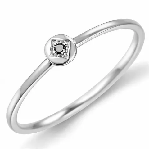 Sort diamant ring i 9 karat vitguld 0,01 ct